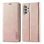 For Samsung Galaxy A32 5G LC.IMEEKE Strong Magnetism Ultra-thin Horizontal Flip Matte TPU + PU Leather Case with Holder & Card Slots & Wallet(Rose Gold)