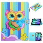 For iPad mini 6 Coloured Drawing Horizontal Flip Leather Tablet Case with Holder & Card Slot & Sleep / Wake-up Function(Rainbow Owl)