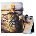 For iPad mini 6 Coloured Drawing Stitching Horizontal Flip Leather Tablet Case with Holder & Card Slot & Sleep / Wake-up Function(Cat and Tiger)