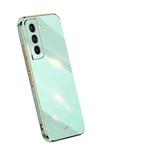 For Samsung Galaxy S21 5G XINLI Straight 6D Plating Gold Edge TPU Shockproof Case(Mint Green)