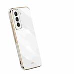 For Samsung Galaxy S21 5G XINLI Straight 6D Plating Gold Edge TPU Shockproof Case(White)
