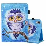 For iPad mini 6 Coloured Drawing Stitching Horizontal Flip Leather Tablet Case with Holder & Card Slot & Sleep / Wake-up Function(Blue Owl)