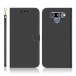 For LG K50 Imitated Mirror Surface Horizontal Flip Leather Case with Holder & Card Slots & Wallet & Lanyard(Black)