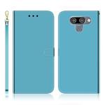 For LG K50 Imitated Mirror Surface Horizontal Flip Leather Case with Holder & Card Slots & Wallet & Lanyard(Blue)