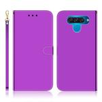 For LG Q60 Imitated Mirror Surface Horizontal Flip Leather Case with Holder & Card Slots & Wallet & Lanyard(Purple)