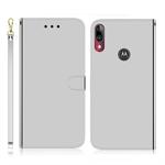 For Motorola Moto E6 Plus Imitated Mirror Surface Horizontal Flip Leather Case with Holder & Card Slots & Wallet & Lanyard(Silver)