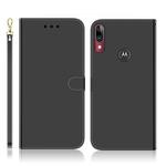 For Motorola Moto E6 Plus Imitated Mirror Surface Horizontal Flip Leather Case with Holder & Card Slots & Wallet & Lanyard(Black)