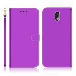 For Nokia 2.2 Imitated Mirror Surface Horizontal Flip Leather Case with Holder & Card Slots & Wallet & Lanyard(Purple)