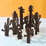 12 in 1 Miniature Beach Paper Cut Cactus Sandy Beach Landscape Decoration Photography Props(Brown)