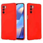 For OPPO A16 / A16S Foreign Version Solid Color Liquid Silicone Shockproof Full Coverage Protective Case(Red)