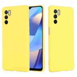 For OPPO A16 / A16S Foreign Version Solid Color Liquid Silicone Shockproof Full Coverage Protective Case(Yellow)