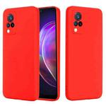 For vivo V21 5G / 4G Solid Color Liquid Silicone Shockproof Full Coverage Protective Case(Red)