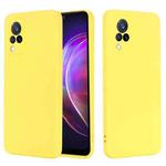 For vivo V21 5G / 4G Solid Color Liquid Silicone Shockproof Full Coverage Protective Case(Yellow)