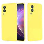 For vivo V21e 5G Foreign Version Solid Color Liquid Silicone Shockproof Full Coverage Protective Case(Yellow)