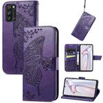 For Blackview A100 Butterfly Love Flower Embossed Horizontal Flip Leather Case with Holder & Card Slots & Wallet & Lanyard(Dark Purple)