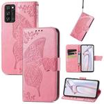 For Blackview A100 Butterfly Love Flower Embossed Horizontal Flip Leather Case with Holder & Card Slots & Wallet & Lanyard(Pink)
