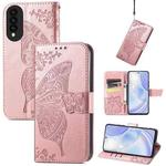 For Huawei nova 8 SE Youth Butterfly Love Flower Embossed Horizontal Flip Leather Case with Holder & Card Slots & Wallet & Lanyard(Rose Gold)