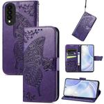 For Huawei nova 8 SE Youth Butterfly Love Flower Embossed Horizontal Flip Leather Case with Holder & Card Slots & Wallet & Lanyard(Dark Purple)