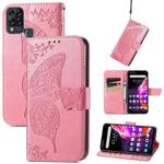 For Infinix Hot 10T Butterfly Love Flower Embossed Horizontal Flip Leather Case with Holder & Card Slots & Wallet & Lanyard(Pink)