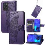 For Infinix Note 10 Pro Butterfly Love Flower Embossed Horizontal Flip Leather Case with Holder & Card Slots & Wallet & Lanyard(Dark Purple)