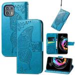 For Motorola Moto Edge 20 Lite Butterfly Love Flower Embossed Horizontal Flip Leather Case with Holder & Card Slots & Wallet & Lanyard(Blue)