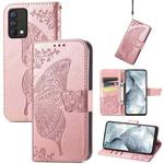 For OPPO Realme GT Master Butterfly Love Flower Embossed Horizontal Flip Leather Case with Holder & Card Slots & Wallet & Lanyard(Rose Gold)