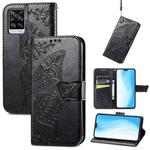 For vivo S7 Butterfly Love Flower Embossed Horizontal Flip Leather Case with Holder & Card Slots & Wallet & Lanyard(Black)