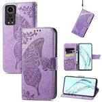 For ZTE Axon 30 5G Butterfly Love Flower Embossed Horizontal Flip Leather Case with Holder & Card Slots & Wallet & Lanyard(Light Purple)