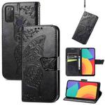 For Alcatel 1S 2021 Butterfly Love Flower Embossed Horizontal Flip Leather Case with Holder & Card Slots & Wallet & Lanyard(Black)