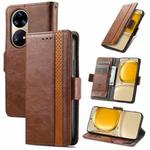 For Huawei P50 CaseNeo Business Splicing Dual Magnetic Buckle Horizontal Flip PU Leather Case with Holder & Card Slots & Wallet(Brown)