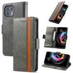 For Motorola Edge 20 Lite CaseNeo Business Splicing Dual Magnetic Buckle Horizontal Flip PU Leather Case with Holder & Card Slots & Wallet(Grey)