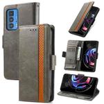 For Motorola Edge 20 Pro CaseNeo Business Splicing Dual Magnetic Buckle Horizontal Flip PU Leather Case with Holder & Card Slots & Wallet(Grey)