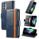 For Motorola Edge 20 CaseNeo Business Splicing Dual Magnetic Buckle Horizontal Flip PU Leather Case with Holder & Card Slots & Wallet(Blue)