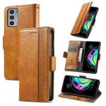 For Motorola Edge 20 CaseNeo Business Splicing Dual Magnetic Buckle Horizontal Flip PU Leather Case with Holder & Card Slots & Wallet(Khaki)