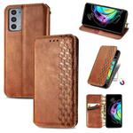 For Motorola Edge 20 Cubic Grid Pressed Horizontal Flip Magnetic PU Leather Case with Holder & Card Slots & Wallet(Brown)