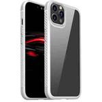 For iPhone 12 / 12 Pro MG Series Carbon Fiber TPU + Clear PC Four-corner Airbag Shockproof Case(White)
