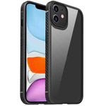 For iPhone 11 MG Series Carbon Fiber TPU + Clear PC Four-corner Airbag Shockproof Case (Black)