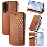 For Huawei nova 8 SE Youth Cubic Grid Pressed Horizontal Flip Magnetic PU Leather Case with Holder & Card Slots & Wallet(Brown)