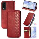 For Huawei nova 8 SE Youth Cubic Grid Pressed Horizontal Flip Magnetic PU Leather Case with Holder & Card Slots & Wallet(Red)