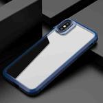 For iPhone X / XS MG Series Carbon Fiber TPU + Clear PC Four-corner Airbag Shockproof Case(Blue)