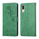 For Huawei P20 Beauty Girl Embossing Pattern Horizontal Flip Leather Case with Holder & Card Slot & Wallet & Photo Frame(Green)