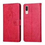 For Huawei P20 Beauty Girl Embossing Pattern Horizontal Flip Leather Case with Holder & Card Slot & Wallet & Photo Frame(Red)