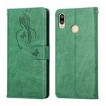 For Huawei P20 Lite Beauty Girl Embossing Pattern Horizontal Flip Leather Case with Holder & Card Slot & Wallet & Photo Frame(Green)