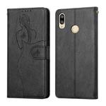 For Huawei P20 Lite Beauty Girl Embossing Pattern Horizontal Flip Leather Case with Holder & Card Slot & Wallet & Photo Frame(Black)