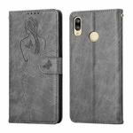 For Huawei P20 Lite Beauty Girl Embossing Pattern Horizontal Flip Leather Case with Holder & Card Slot & Wallet & Photo Frame(Grey)