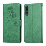 For Huawei P20 Pro Beauty Girl Embossing Pattern Horizontal Flip Leather Case with Holder & Card Slot & Wallet & Photo Frame(Green)