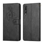 For Huawei P20 Pro Beauty Girl Embossing Pattern Horizontal Flip Leather Case with Holder & Card Slot & Wallet & Photo Frame(Black)