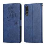 For Huawei P20 Pro Beauty Girl Embossing Pattern Horizontal Flip Leather Case with Holder & Card Slot & Wallet & Photo Frame(Blue)