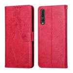 For Huawei P20 Pro Beauty Girl Embossing Pattern Horizontal Flip Leather Case with Holder & Card Slot & Wallet & Photo Frame(Red)