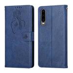 For Huawei P30 Beauty Girl Embossing Pattern Horizontal Flip Leather Case with Holder & Card Slot & Wallet & Photo Frame(Blue)